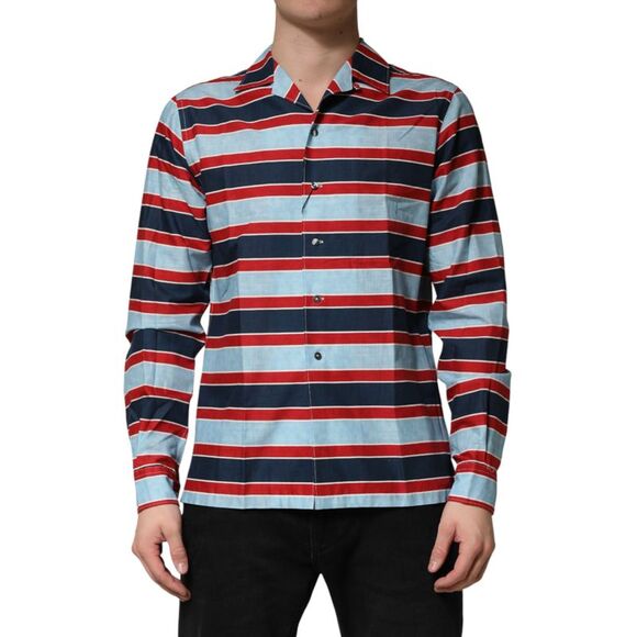 Dolce & Gabbana Multicolor Stripes Cotton Men Button Down Men's Shirt